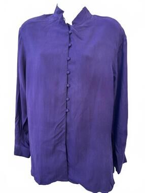 VTG Milano Purple Silk Button Blouse